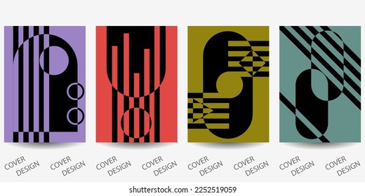 Colorful minimal geometric backgrounds set.Striped geometric pattern with visual distortion effect. For printing on covers, banners, sales, flyers. modern design. Vector.