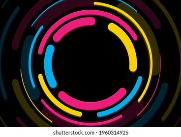 Colorful minimal geometric circles abstract background. Paper technology vector design