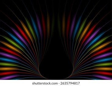 Colorful minimal glowing wavy lines rays abstract futuristic tech background. Vector concept design