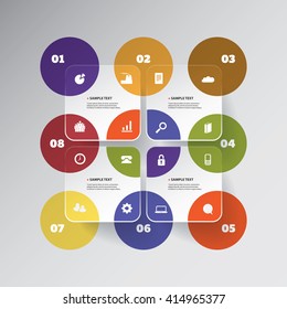 Colorful Minimal Paper Cut Infographics Design - Rounded Squares With Circles
