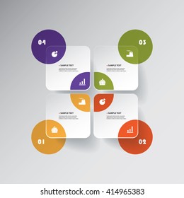 Colorful Minimal Paper Cut Infographics Design - Rounded Squares With Circles