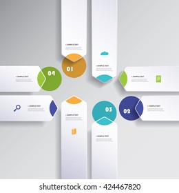 Colorful Minimal Paper Cut Infographics Design, Presentation Template - Rounded Arrows