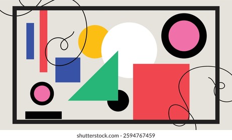 colorful minimalist abstract geometric wall art. Great for beautifying the walls of the house