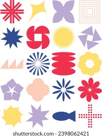 Colorful Minimalist Brutalism Illustration Set