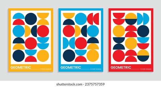 Colorful Minimalist Elegance Geometric Pattern Cover Designs Set