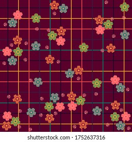 Colorful Minimalist Geometric Cherry Blossom Scarf Design