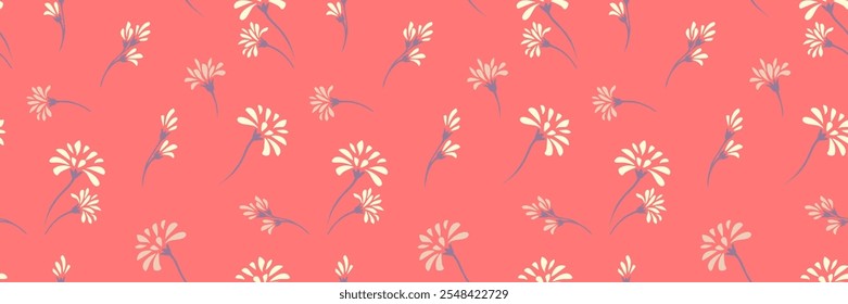 Patrón minimalista colorido con flores diminutas únicas abstractas y Pequeños cogollos. Dibujo a mano de Vector. Pequeño estampado floral creativo sin costuras. Ornamento liso para los diseños, materia textil, cubierta, tela, Fondo de pantalla