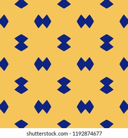 Colorful minimalist seamless pattern. Simple abstract geometric texture with rhombuses, diamond shapes. Yellow and blue minimal background. Hipster fashion style. Cute funky pattern. Repeat design