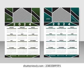 Colorful, minimalist, simple and abstract shapes 2024 wall calendar Design.