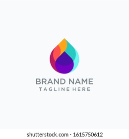 colorful minimalist water drop logo template