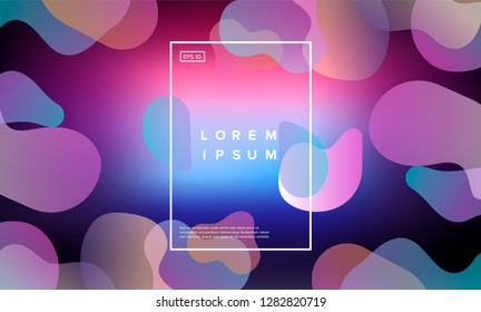 Colorful minimalistic geometric background with composition of fluid shapes in neon trendy pastel colors.