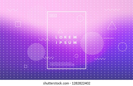 Colorful minimalistic geometric background with composition of fluid shapes in neon trendy pastel colors.