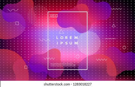 Colorful minimalistic geometric background with composition of fluid shapes in neon trendy pastel colors. Memphis aesthetics, retrofuturistic style.