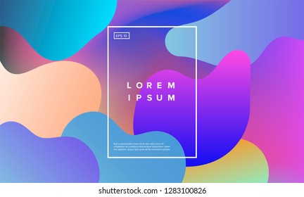 Colorful minimalistic geometric background with composition of fluid shapes in neon trendy pastel colors.