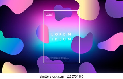 Colorful minimalistic geometric background with composition of fluid shapes in neon trendy pastel colors: electric pink, bright blue, cyan, magenta, Vaporwave/ synthwave/ retrowave style.