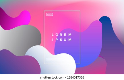 Colorful minimalistic geometric background with composition of fluid shapes in neon trendy pastel colors.