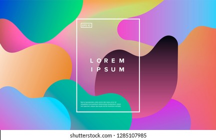 Colorful minimalistic geometric background with composition of fluid shapes in neon trendy pastel colors.