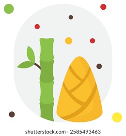 A colorful, minimalistic illustration featuring bamboo and rice, perfect for cultural events or culinary themes.