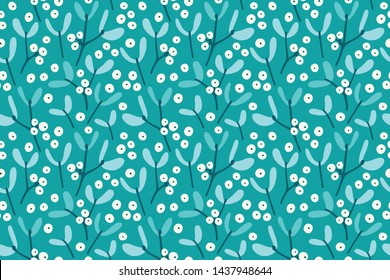 Colorful Mistletoe Pattern. Seamless Christmas Pattern.