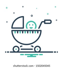 Colorful mix icon for baby stroller