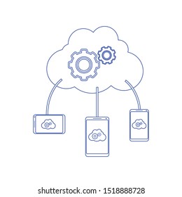 Colorful mix icon for computing cloud. Concept of line icon