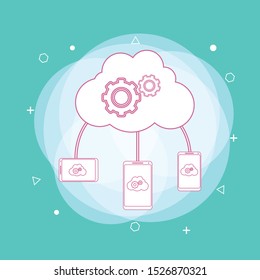 Colorful mix icon for computing cloud. Concept of line icon