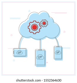 Colorful mix icon for computing cloud.