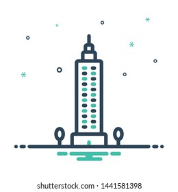 Colorful mix icon for skyscraper