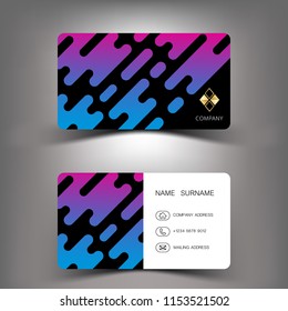 Colorful mixed purple and blue. Business card design. On white background.
