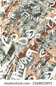 Colorful mixed scribble hand lettering with watercolor brush strokes