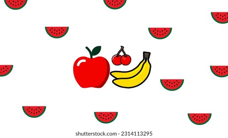 Colorful mixed tropical fruits seamless summer pattern background vector format.