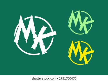 Colorful MK initial letter text design