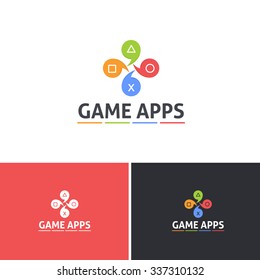 Colorful Mobile Game Playing Vector Icons, Logos, Sign, Symbol Template Set
