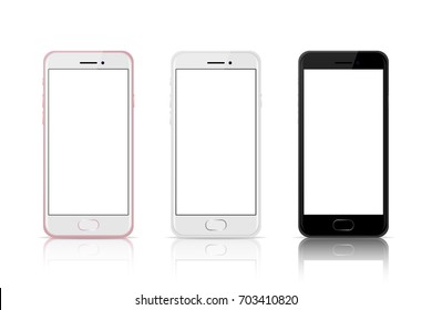 Colorful mobile phone with blank screen, realistic vector design in high quality.