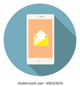 Colorful mobile phone vector with email icon. Vector illustration