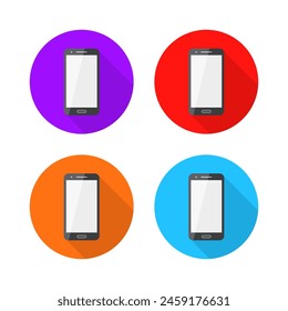 Colorful Mobile Smartphone Circular Shadow Icons Vector