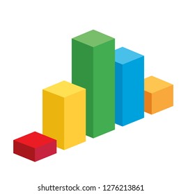 Colorful modem isometric graphic statistical bar icon, 5 columns step use as inforchart / infographic box display, isolated on white background, isometric cube concept vector eps 10