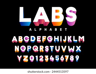 colorful modern 3d layered alphabet font set with vivid gradient colors for creative designs