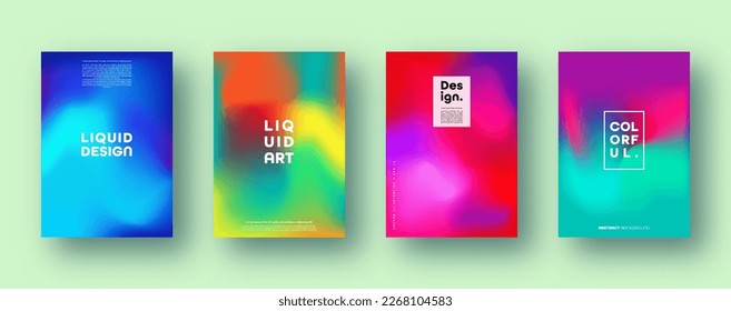 Colorful modern abstract backgrounds with neon red, green, blue, purple, yellow and pink gradient. Dynamic color flow poster, banner. Vector illustration.