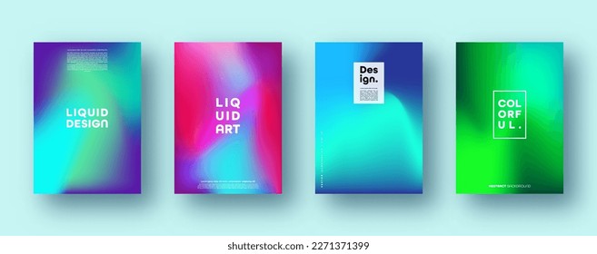 Colorful modern abstract backgrounds with neon red, green, blue, purple, yellow and pink gradient. Dynamic color flow poster, banner. Vector illustration.