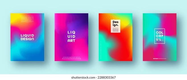 Colorful modern abstract backgrounds with neon red, green, blue, purple, yellow and pink gradient. Dynamic color flow poster, banner. Vector illustration.