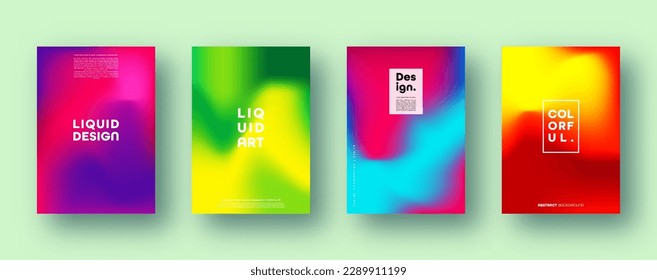 Colorful modern abstract backgrounds with neon red, green, blue, purple, yellow and pink gradient. Dynamic color flow poster, banner. Vector illustration.