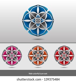 Colorful modern abstract creative geometric flower vector items set