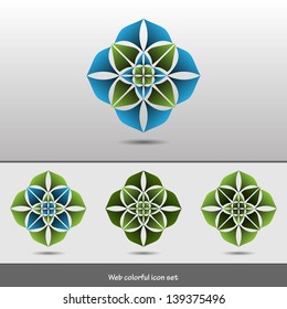 Colorful modern abstract creative nature geometric vector flower items set