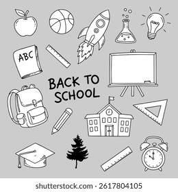 Colorful and modern abstract doodle illustration, basic elements for educational and school themed design purposes.