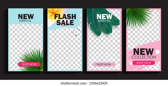Colorful  Modern abstract geometric template covers sale stories for business. Phone social media network concept. Vector Illustration EPS10
