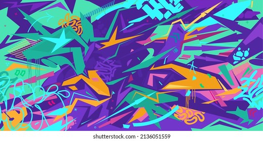 Colorful Modern Abstract Graffiti Style Vector Illustration Background Template