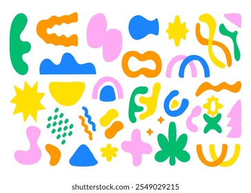 Colorful modern abstract hand drawn organic shapes. Vector art playful hand drawn