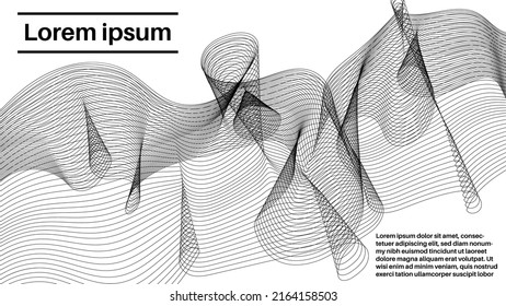 Colorful modern abstract poster with thin line striped blend smoke flow shape card. Creative business background. Cover, template.
