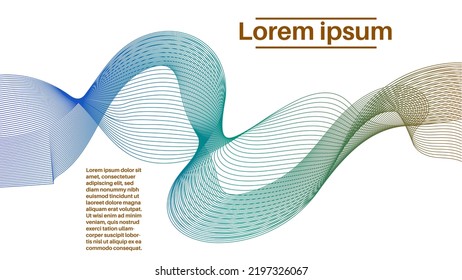 Colorful modern abstract poster with thin line striped blend smoke flow shape card. Creative business background. Cover, template.